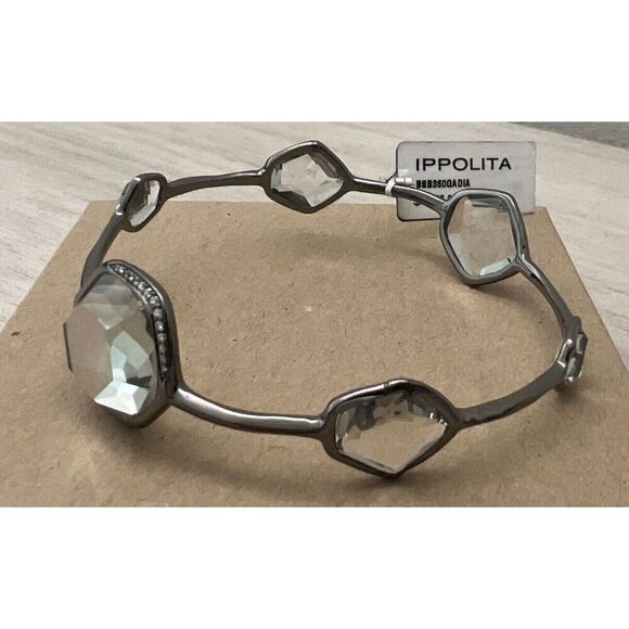 Ippolita Black Rhodium Silver 925 Diamond Wicked 6 Station Bangle Bracelet $2495 - Picture 7 of 12